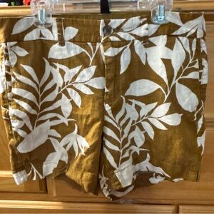 Old Navy Women’s Floral Leaf Print Mid-Rise Linen-Blend Everyday Shorts Size 2